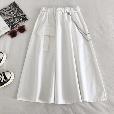 Καθημερινή γυναικεία φούστα με τσέπη και ελαστική μέση