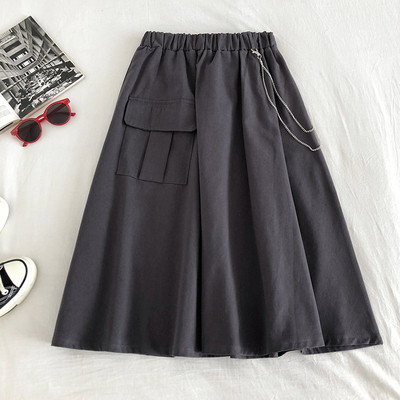 Καθημερινή γυναικεία φούστα με τσέπη και ελαστική μέση