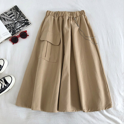 Καθημερινή γυναικεία φούστα με τσέπη και ελαστική μέση