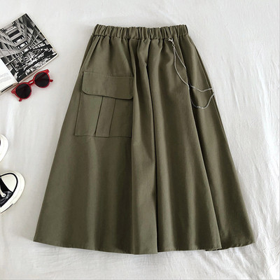 Καθημερινή γυναικεία φούστα με τσέπη και ελαστική μέση