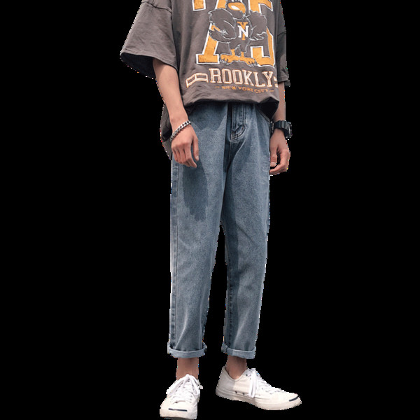 Μοντέρνα φαρδιά τζιν παντελόνια σε μπλε χρώμα