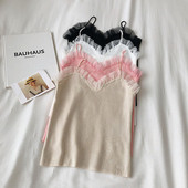 Casual γυναικείο αμάνικο με λεπτούς ιμάντες και τούλι