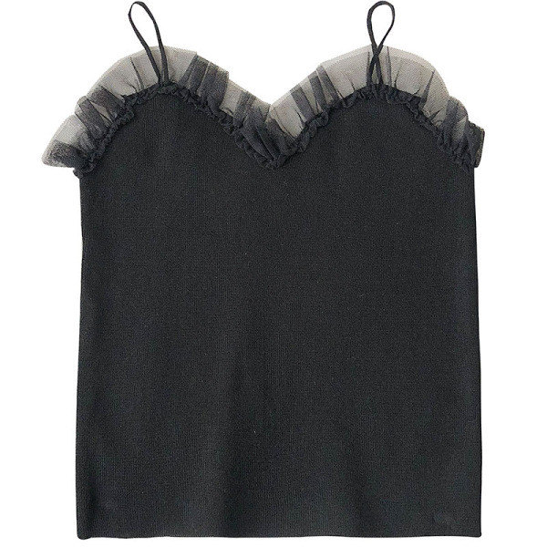 Casual γυναικείο αμάνικο με λεπτούς ιμάντες και τούλι