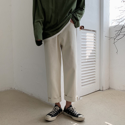 Ikdienas platas vīriešu bikses līdz potītēm