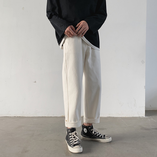 Ikdienas platas vīriešu bikses līdz potītēm