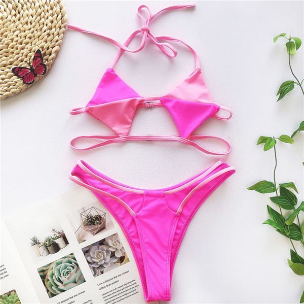 Jauna modeļa piegriezuma peldkostīms divās daļās ar plānām lencēm