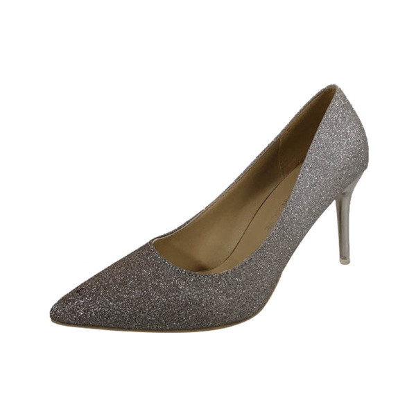 Γυναικλεία παπούτσια με ψηλά τακούνια με γυαλιστερά σωματίδια - μυτερό μοντέλο