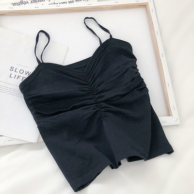 Καθημερινό γυναικείο αμάνικο με λαιμόκοψη και βολάν μπροστά