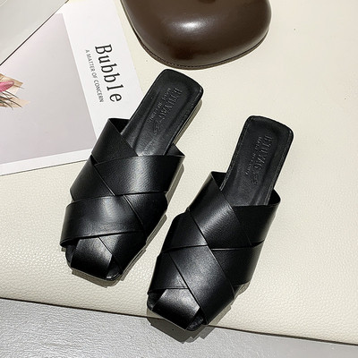 Νέο μοντέλο καθημερινές έκο δερμάτινες παντόφλες με επίπεδη σόλα