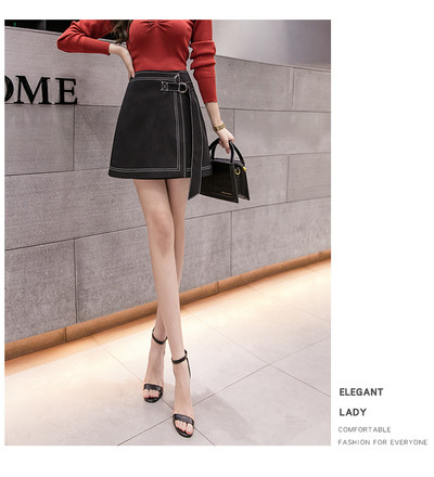 Γυναικεία κοντύ φούστα κυρίες με υψηλή μέση και ζώνη
