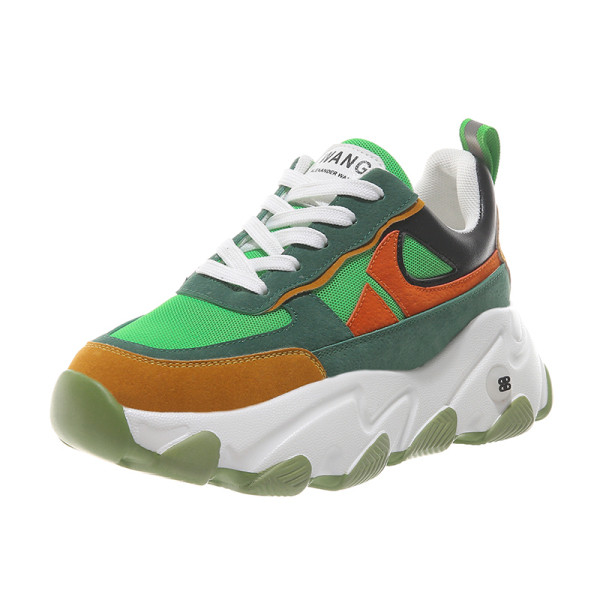 Νέο μοντέλο χρωματιστά γυναικεία παπούτσια με κορδόνια και ψηλή σόλα