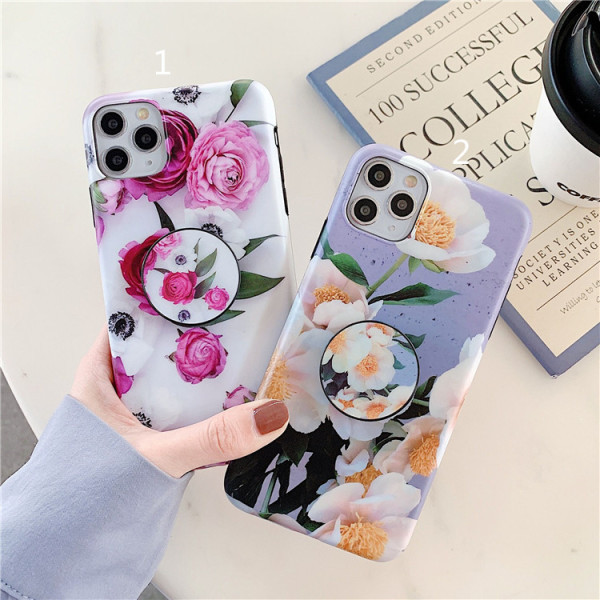 Θήκη IPhone 11 Pro Max με λουλούδια πριντ και δακτυλίδι - δύο μοντέλα