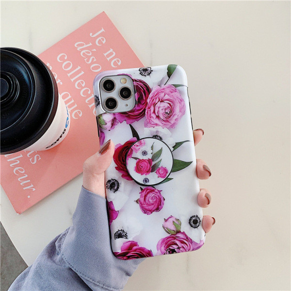 Θήκη IPhone 11 Pro Max με λουλούδια πριντ και δακτυλίδι - δύο μοντέλα