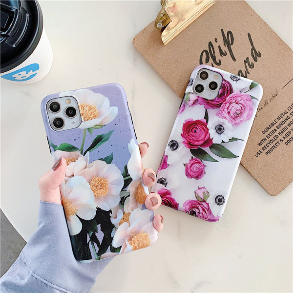 Θήκη IPhone 11 Pro Max με λουλούδια πριντ και δακτυλίδι - δύο μοντέλα