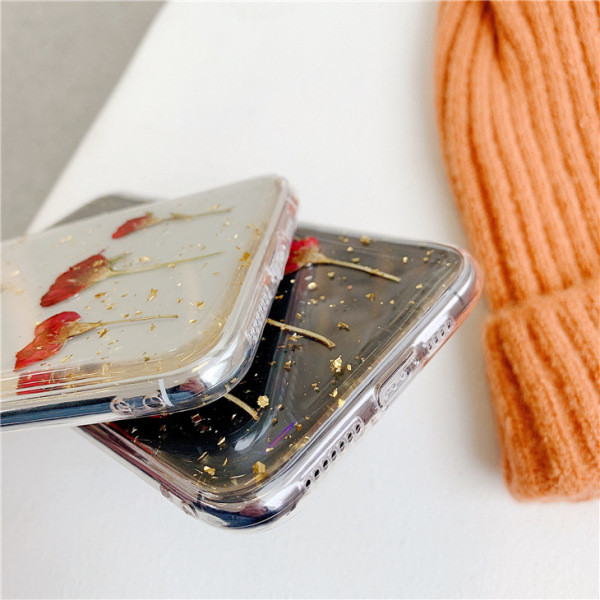 Caurspīdīgs korpuss ar eņģeli un spīdīgām zelta daļiņām iPhone 11 Pro Max