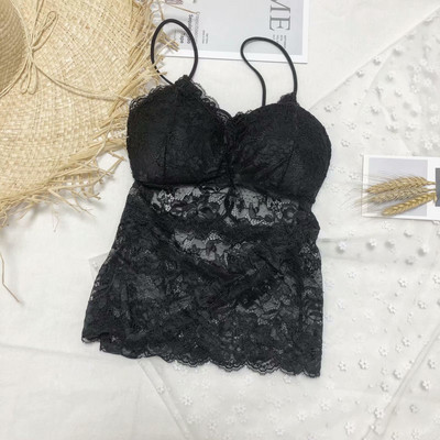 Ženska majica bez rukava od čipke s podstavom i tankim naramenicama