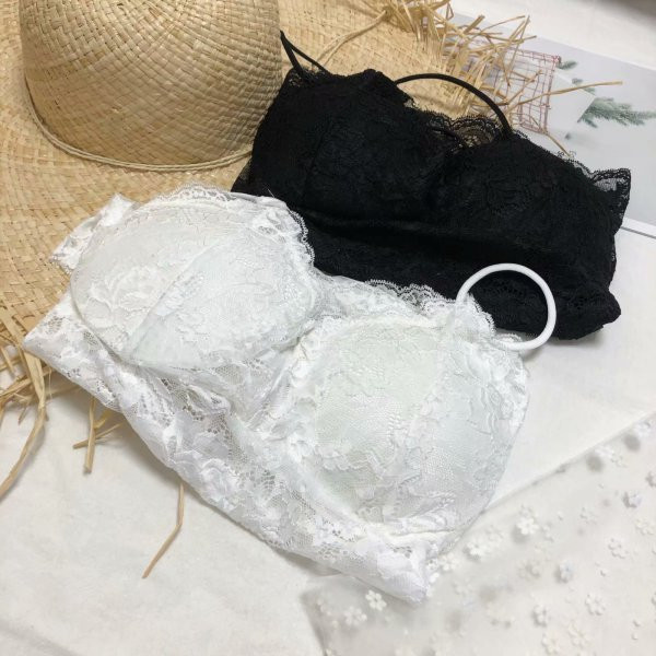 Sieviešu mežģīņu tops ar polsterējumu un plānām lencēm