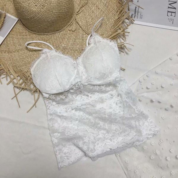 Sieviešu mežģīņu tops ar polsterējumu un plānām lencēm