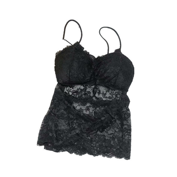 Sieviešu mežģīņu tops ar polsterējumu un plānām lencēm