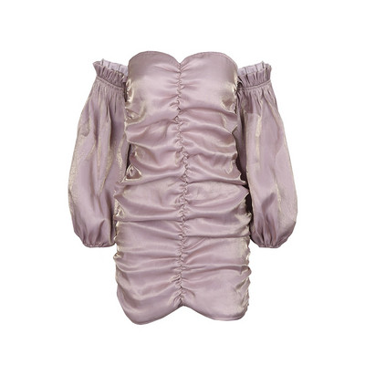 Aktuális női ruha testre szabott modell leejtett ujjakkal, fényes hatású