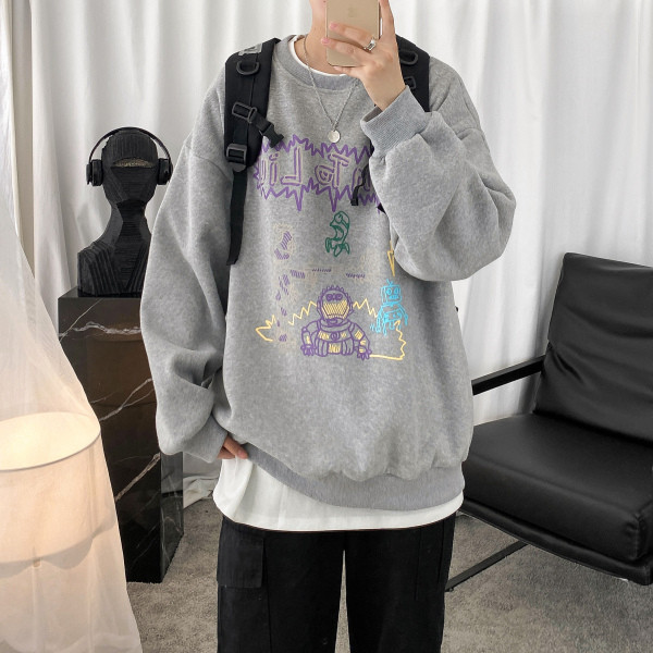 Plaša vīriešu blūze ar garām piedurknēm un aplikāciju