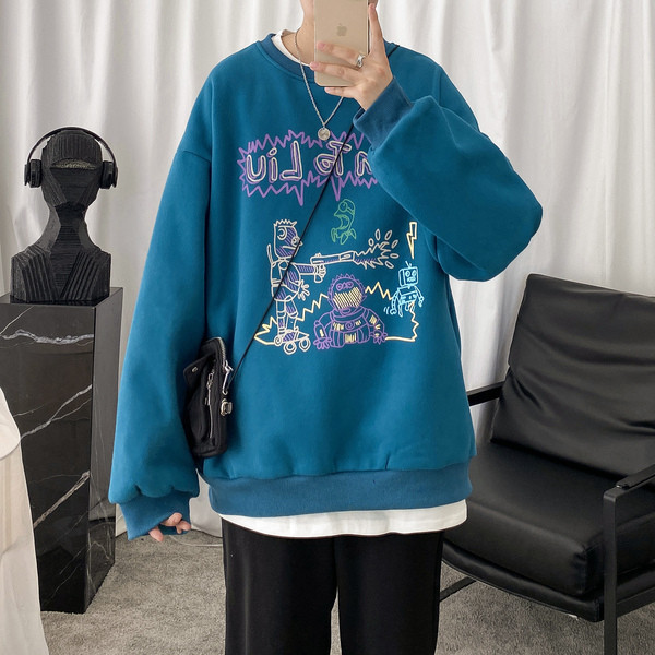 Plaša vīriešu blūze ar garām piedurknēm un aplikāciju