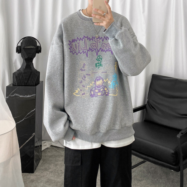 Plaša vīriešu blūze ar garām piedurknēm un aplikāciju