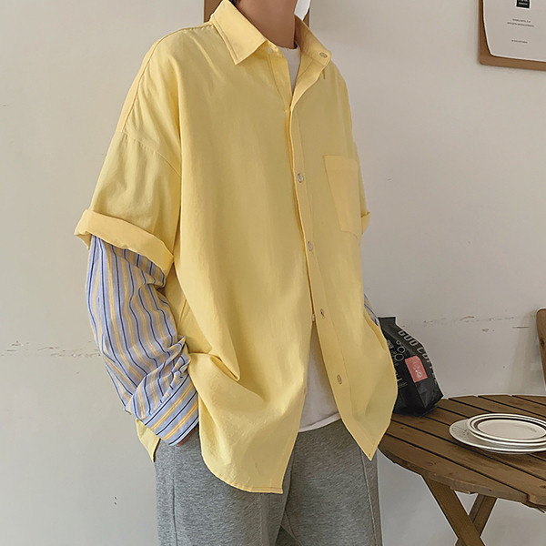 Casual ανδρικό πουκάμισο φαρδύ σχέδιο με μακρύ μανίκι