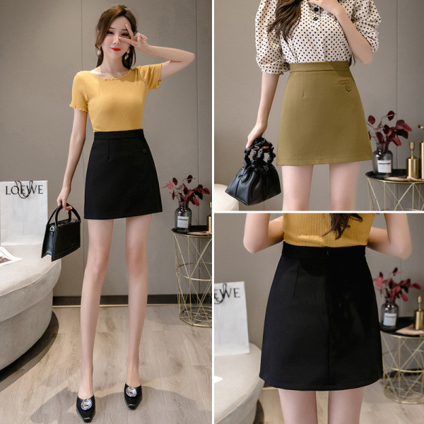 Lezser női szoknya magas derékkal, gombbal