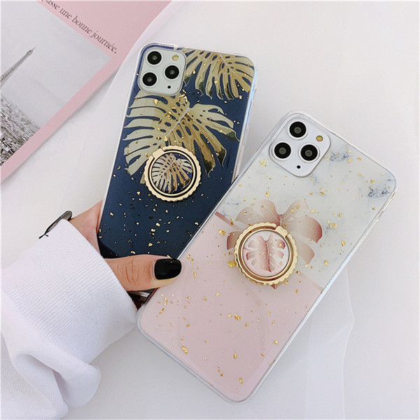 Metallist rõnga ja läikivate osakestega ümbris iPhone 11 Pro Maxile