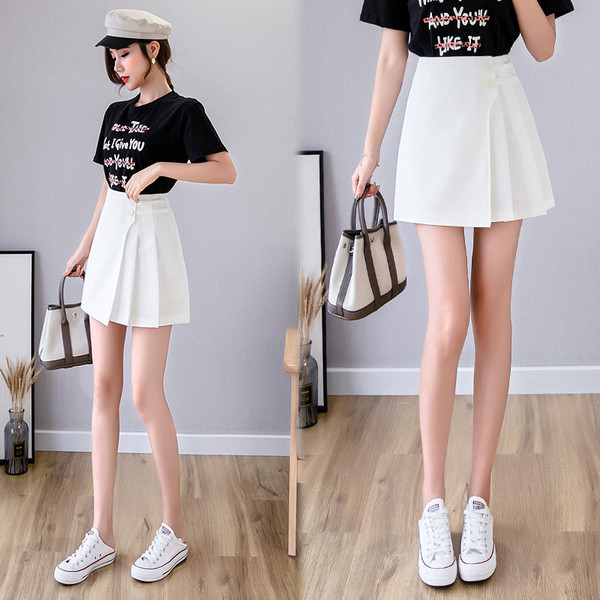 Aktuāli sieviešu kroku svārki ar pogām un augstu vidukli