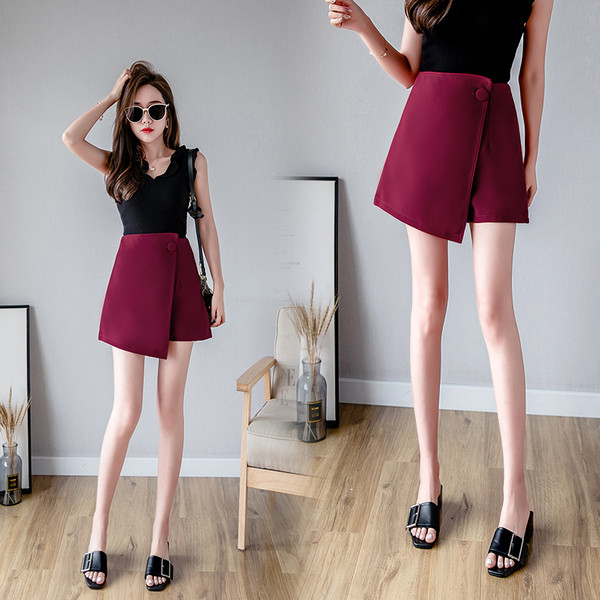 Jauna modeļa asimetriskas sieviešu svārki-bikses ar pogu