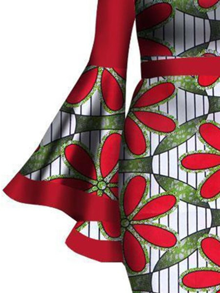 Κομψό γυναικείο φόρεμα με λουλούδια πριντ και μανίκια λωτού - μεγέθη εώς 6XL