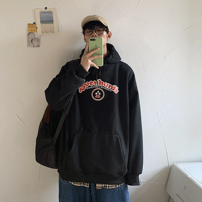 Casual ανδρικό φούτερ με κουκούλα και γράμματα