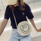 Ikdienas sieviešu trikotāžas soma ar garu rokturi apaļā formā