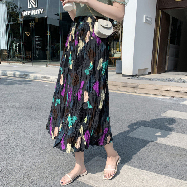 Moodne kõrge vöökohaga värviline naiste seelik – lõikega mudel