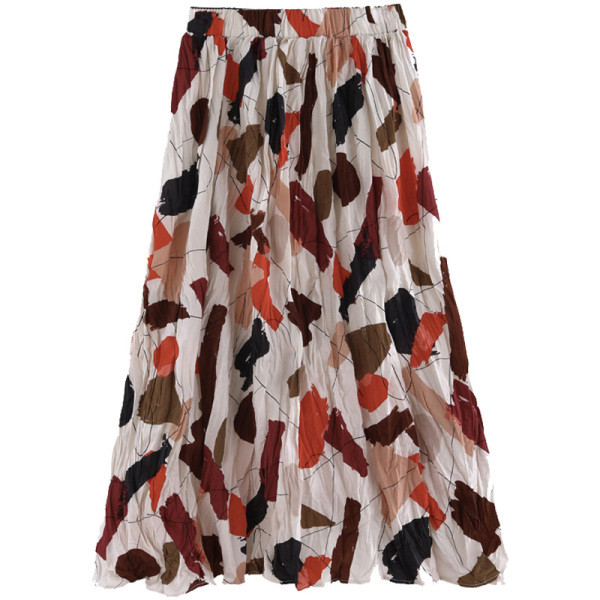 Moodne kõrge vöökohaga värviline naiste seelik – lõikega mudel