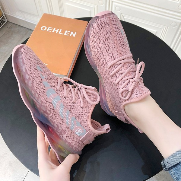 Καθημερινά γυναικεία αθλητικά πάνινα παπούτσια με κορδόνια με χρωματιστή σόλα