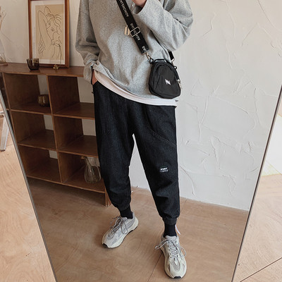 Ανδρικά casual αθλητικά τζιν με λαστικό στο αστράγαλο