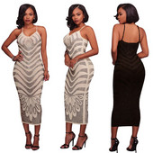 Moodne naiste pikk kleit õhukeste rihmade ja kivikestega