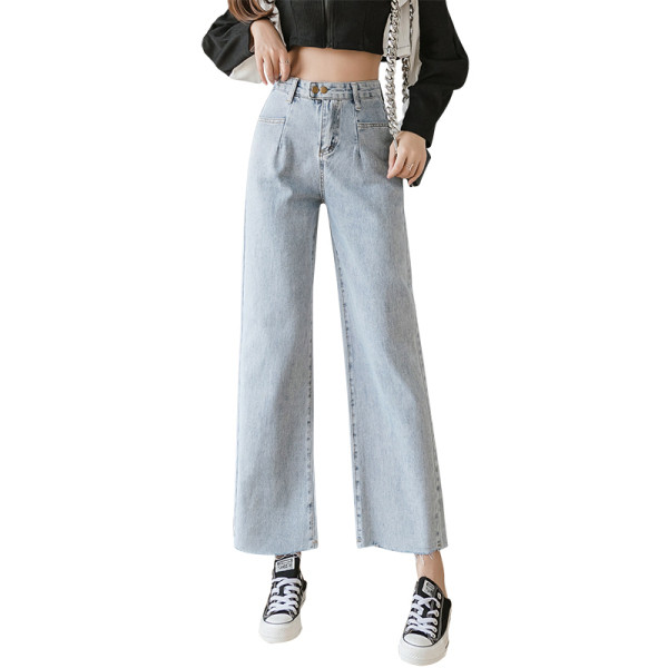 Blugi largi de dama moderni cu talie inalta
