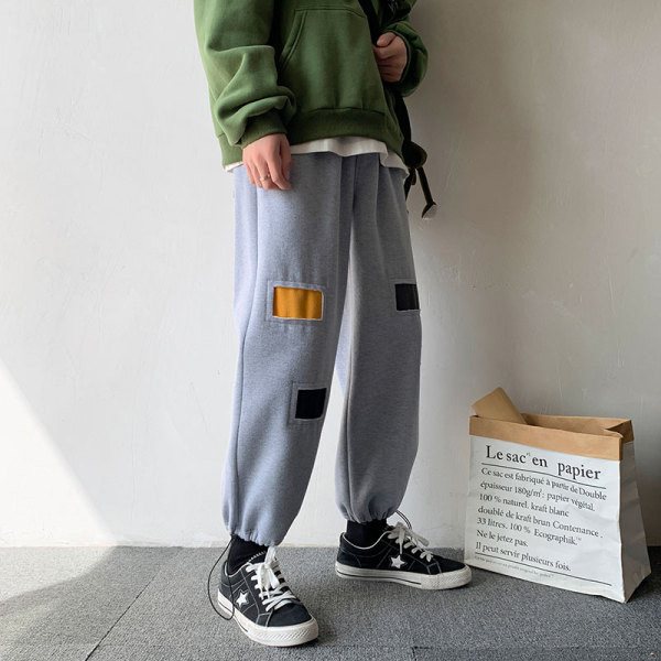 Vyriškos plačios laisvalaikio kelnės su spalvotais lopais