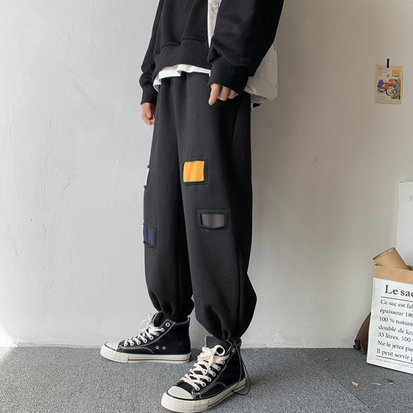 Vyriškos plačios laisvalaikio kelnės su spalvotais lopais