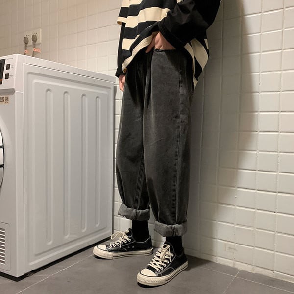 Alkalmi férfi farmer széles modell