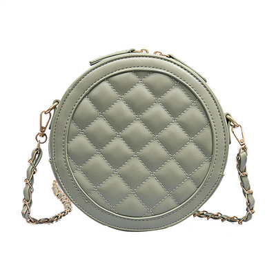 Modernus moteriškas apvalus krepšys su ilga rankena ir užtrauktuku