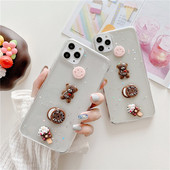 Caurspīdīgs silikona maciņš ar 3D elementiem un spīdīgām daļiņām iPhone 11 Pro Max