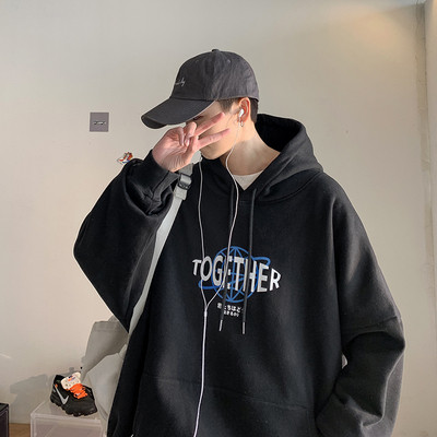 Casual  ανδρικό φούτερ με κουκούλα φούτερ και γράμματα