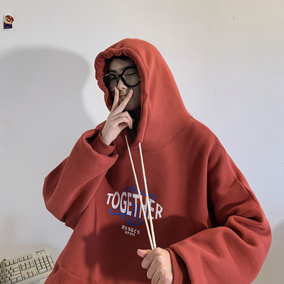 Casual  ανδρικό φούτερ με κουκούλα φούτερ και γράμματα