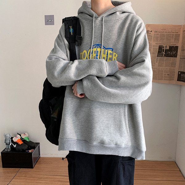 Casual  ανδρικό φούτερ με κουκούλα φούτερ και γράμματα