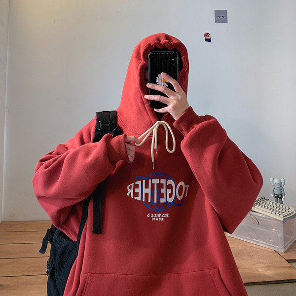 Casual  ανδρικό φούτερ με κουκούλα φούτερ και γράμματα